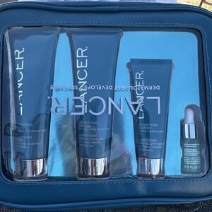 Lancer 4-Piece Skin Care Set: Polish, Clense, Nourish, Oil in Zippered Case